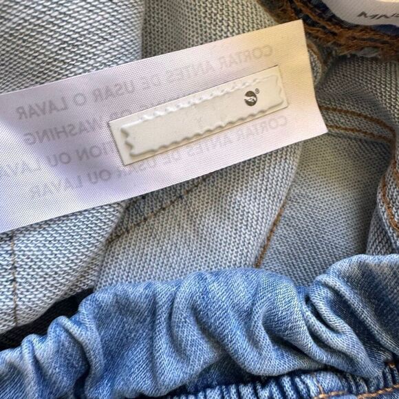 Mango Denim Pull On Shorts Drawstring Closure Blue Jeans H& M short Sleeves Sh - Picture 6 of 8